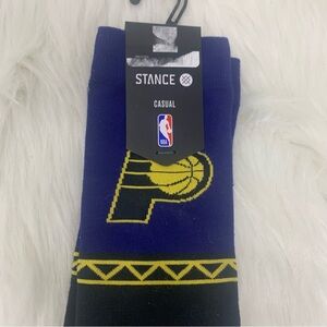 NWT Stance NBA Indiana Pacers Crew Socks L Black Purple Yellow Casual Sz Large